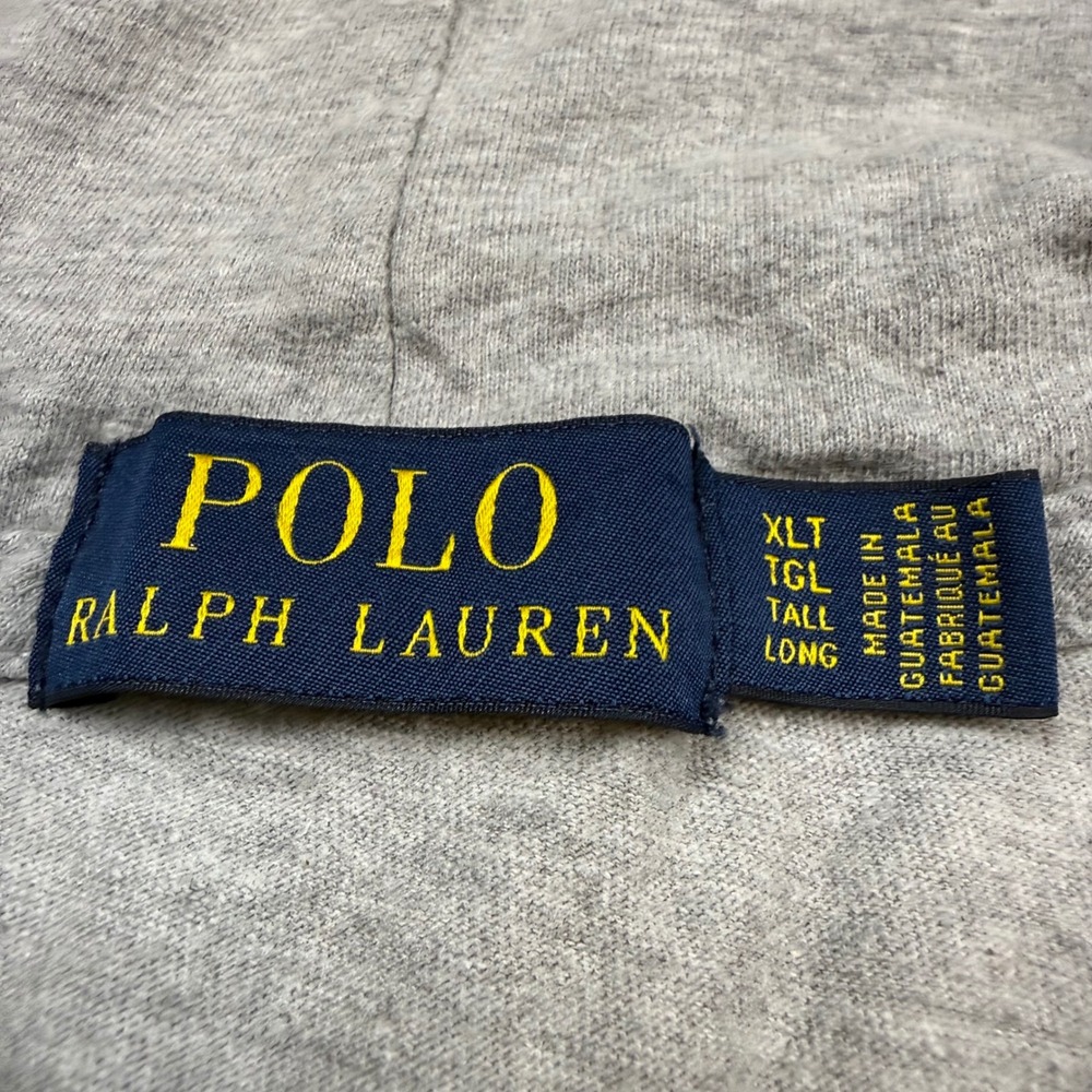 Polo Bear Polo Ralph Lauren Football Hoodie Shirt Mens XLT Tall Gray Long Sleeve - Picture 2 of 7
